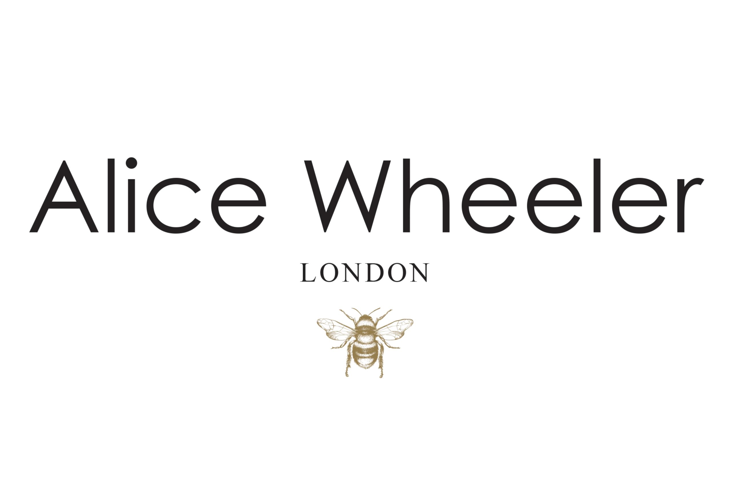 Forward facing studio image of Alice Wheeler London logo with bee.